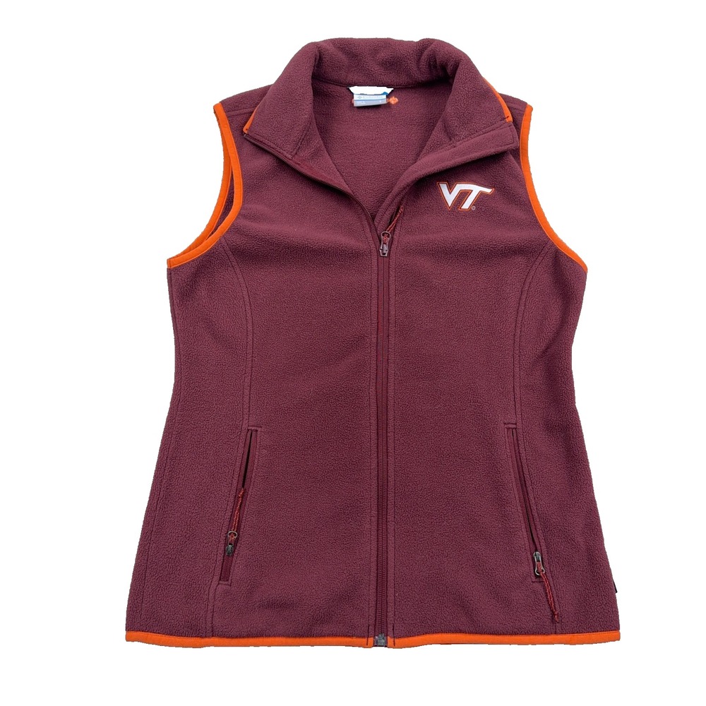 Virginia Tech Hokies Vest Women Small Maroon Fleece Columbia Jacket Ladies